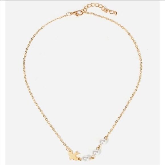 Necklace Dove with Faux pearls Super cute delicate - Picture 5 of 7